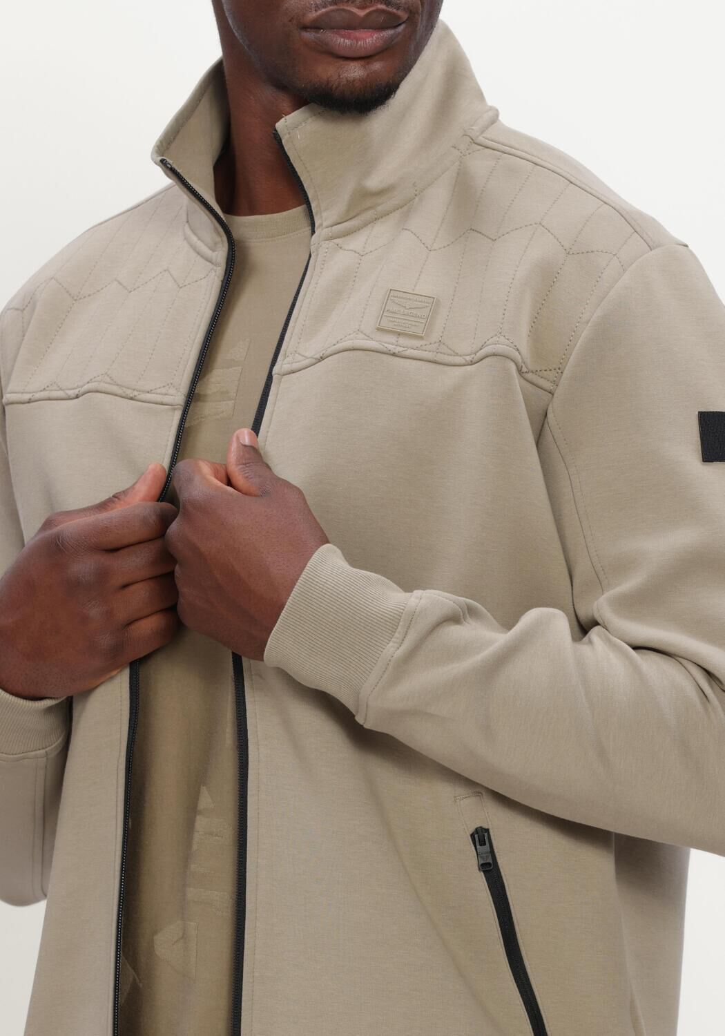 Beige PME LEGEND Trui ZIP JACKET INTERLOCK SWEAT - large