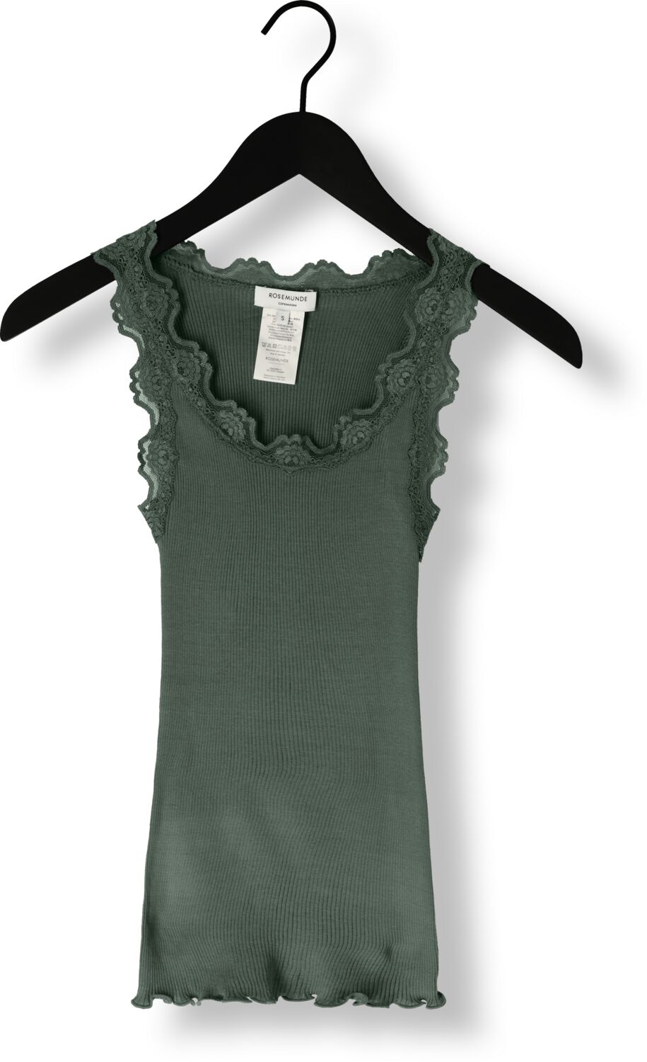 ROSEMUNDE Dames Tops & T-shirts Silk Top W Lace Donkergroen