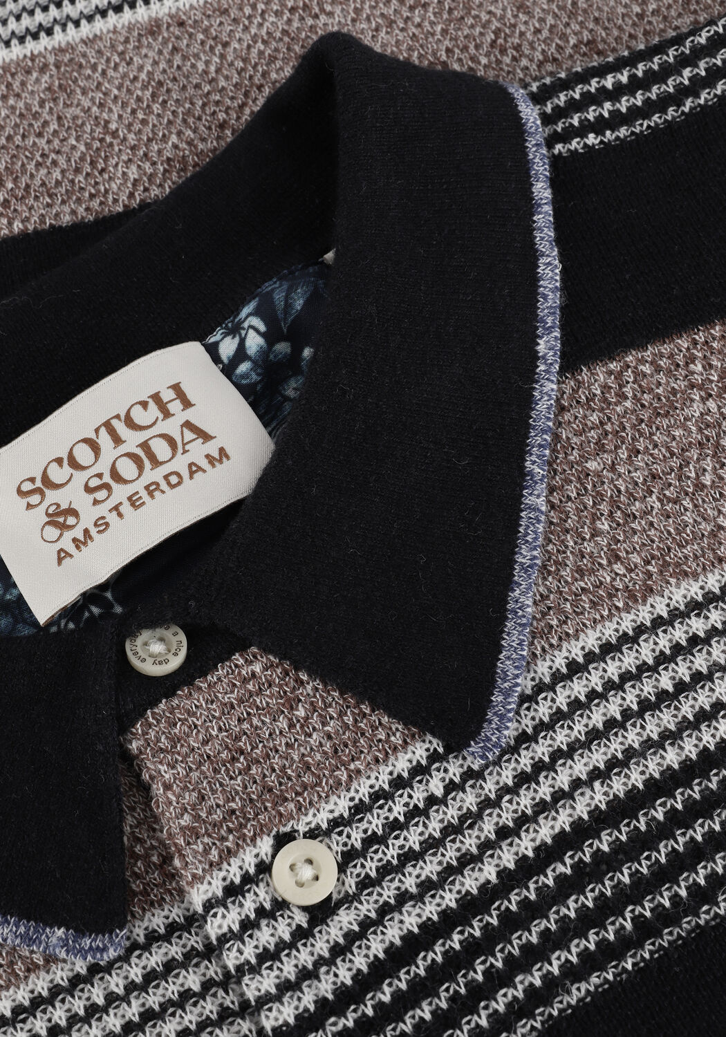 Zwarte SCOTCH & SODA Polo KNITTED STRUCTURED LINEN-BLEND POLO - large