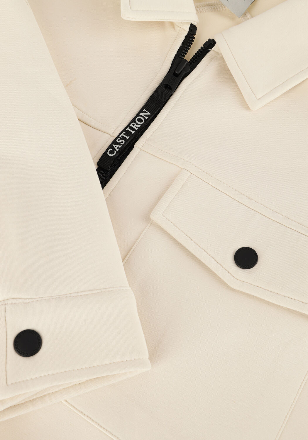 Beige CAST IRON Jack ZIP JACKET INTERLOCK SWEAT - large