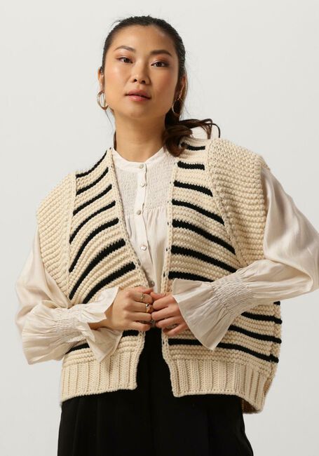 Gebroken wit SUMMUM Vest SLEEVELESS CARDIGAN CHUNKY RIBBLE KNIT - large