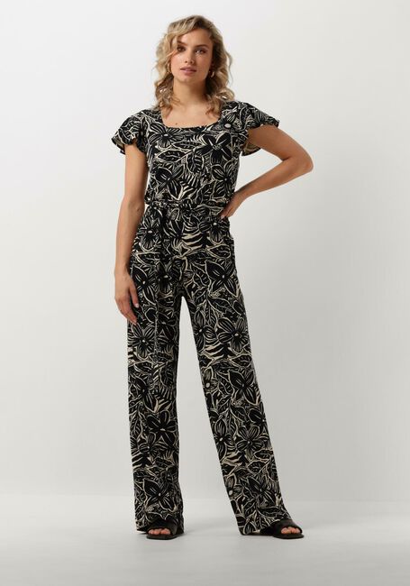 Zwarte JANSEN AMSTERDAM Jumpsuit VFB445 JERSEY PRINTED JUMPSUIT SQUARE NECKLINE - large