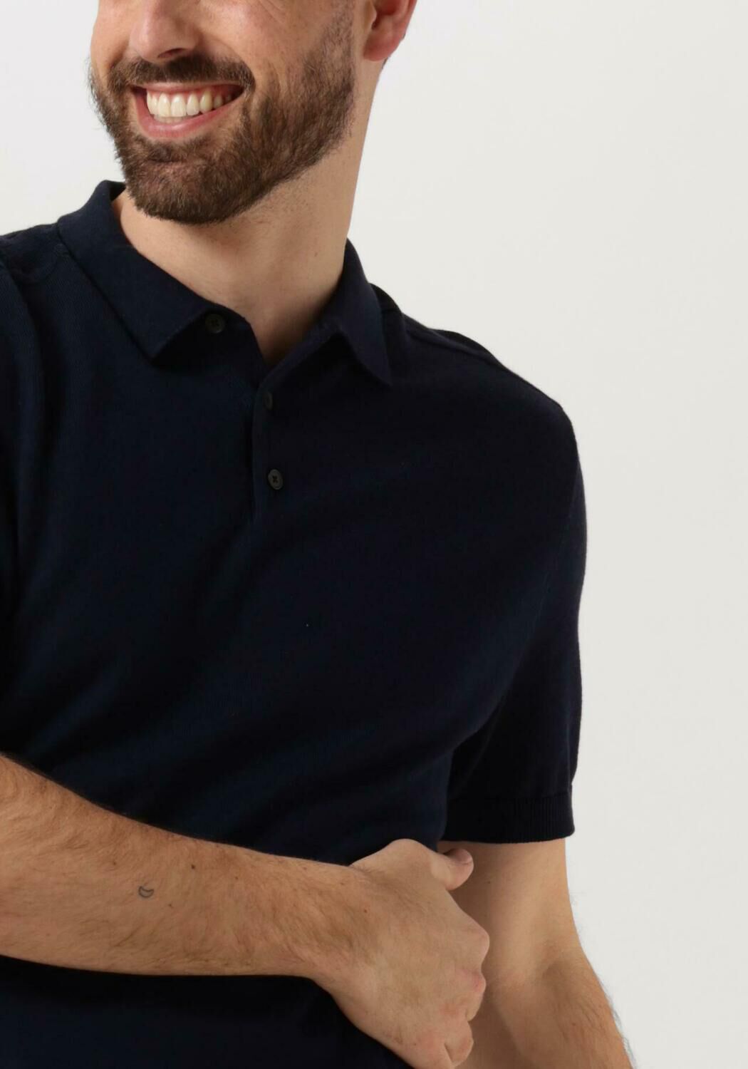 SELECTED HOMME Heren Polo's & T-shirts Slhberg Ss Knit Polo Noos Donkerblauw
