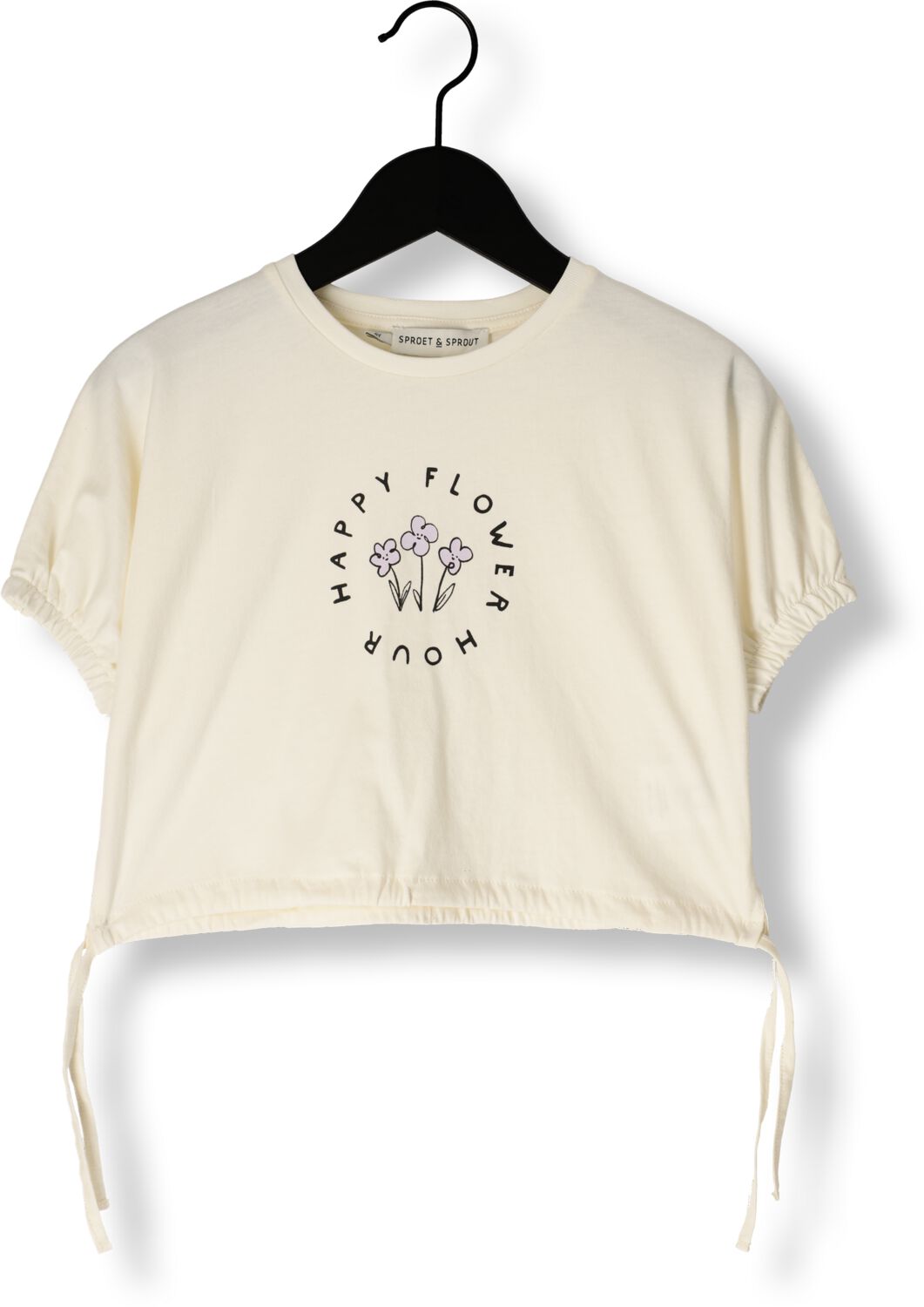 Sproet & Sprout Meisjes Tops & T-shirts T-shirt Boxy Happy Flower Gebroken Wit