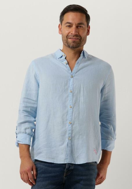 Lichtblauwe SCOTCH & SODA Casual overhemd REGULAR-FIT LINEN SHIRT WITH SLEEVE ROLL-UP - large