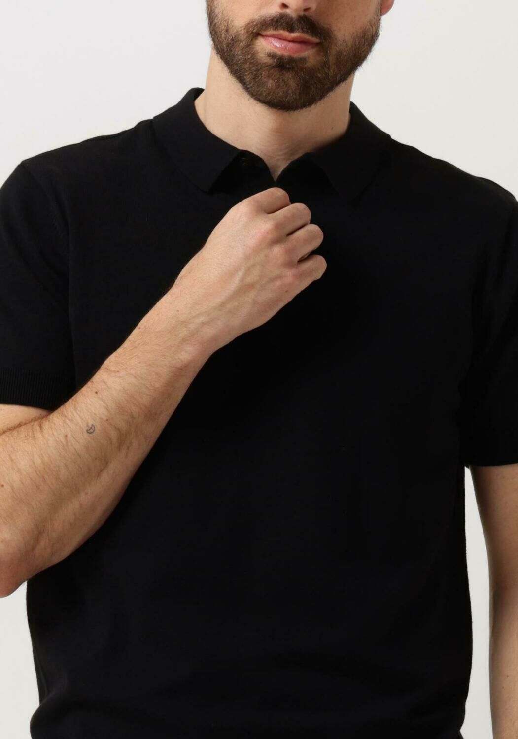 PURE PATH Heren Polo's & T-shirts Knit Polo With Chestprint Zwart