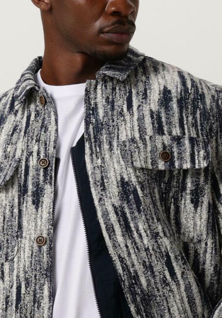 Donkerblauwe ANERKJENDT Overshirt AKOSCAR JACQUARD OVERSHIRT - large