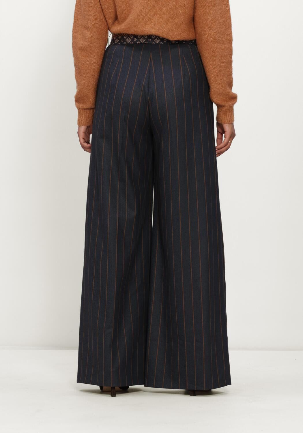 Donkerblauwe CAROLINE BISS Wijde broek 4579 - large