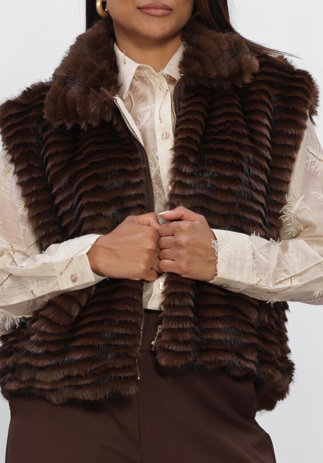 Bruine NUKUS Gilet HARRIET GILET ZIPPER - large