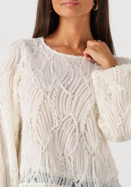 Gebroken wit OBJECT Top OBJLUCIE L/S RE O-NECK TOP - large