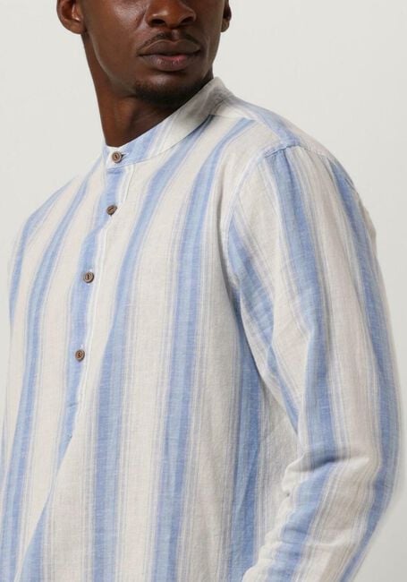 Witte SCOTCH & SODA Casual overhemd COTTON LINEN BLEND KAFTAN IN CHECKS AND STRIPES - large