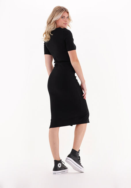 Zwarte CALVIN KLEIN Midi jurk CK BUTTON THROUGH RIB LONG DRESS - large