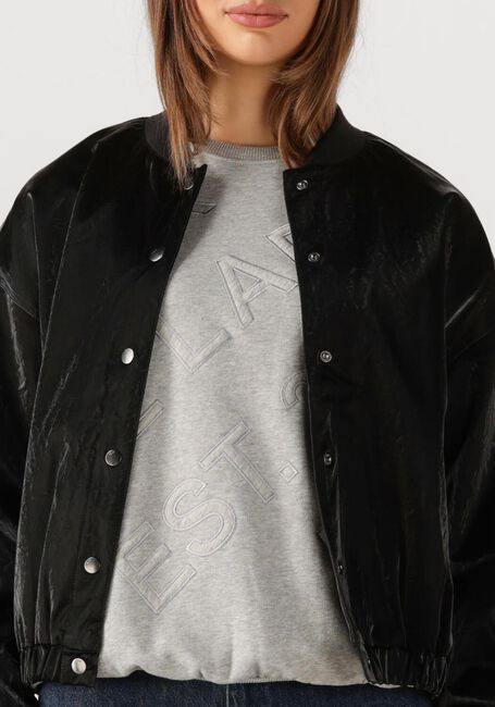 Zwarte ALIX THE LABEL Jack LADIES WOVEN VELVET LEATHER BOMBER - large