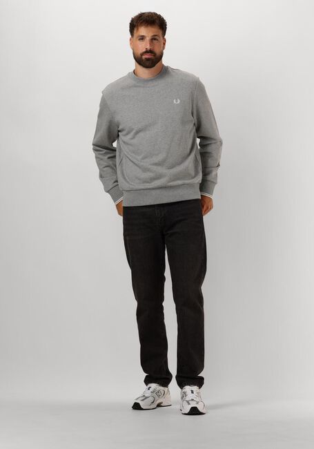 Grijze FRED PERRY Trui CREW NECK SWEATSHIRT - large