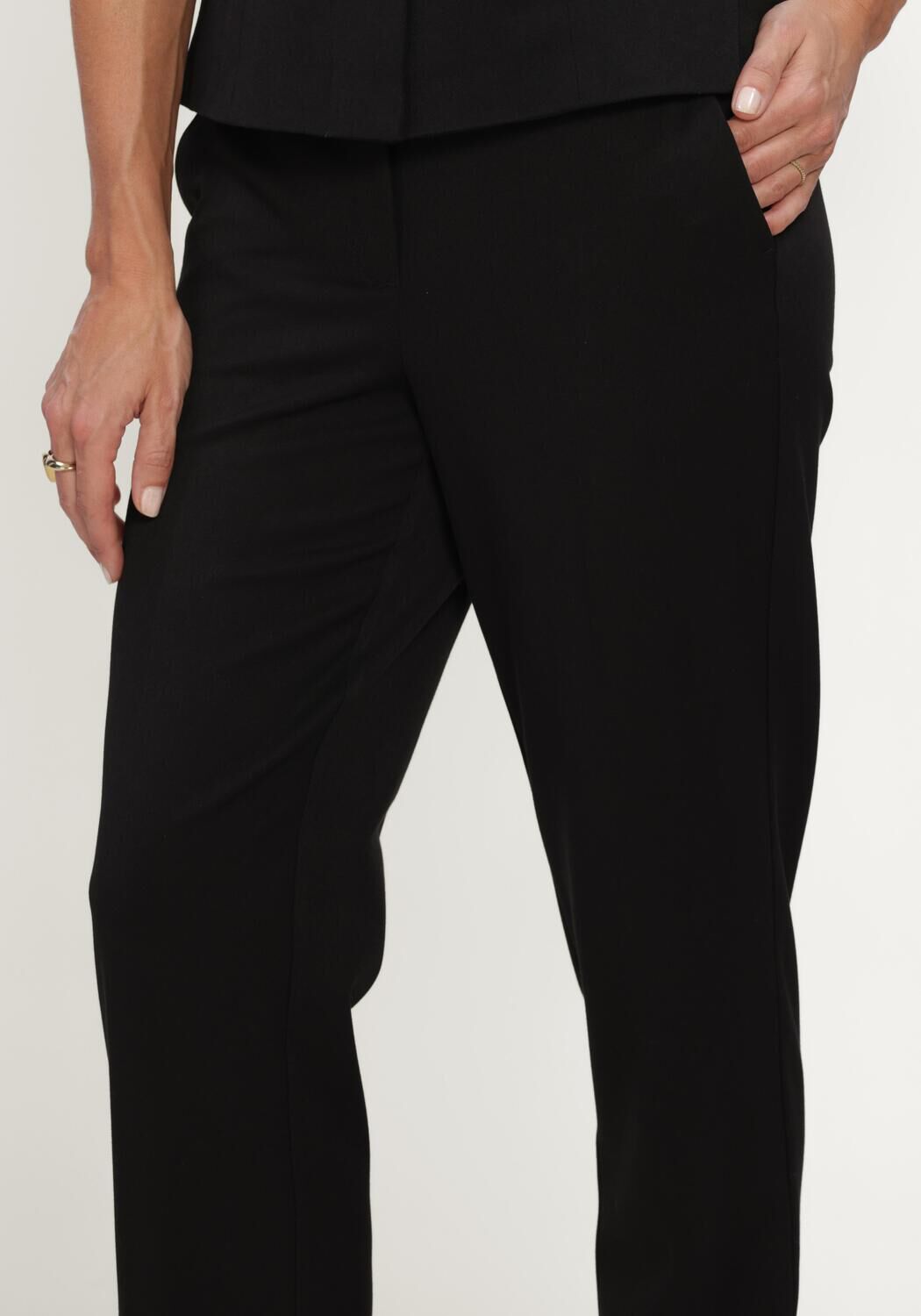 Zwarte OBJECT Pantalon OBJLISA MW STRAIGHT PANT NOOS - large