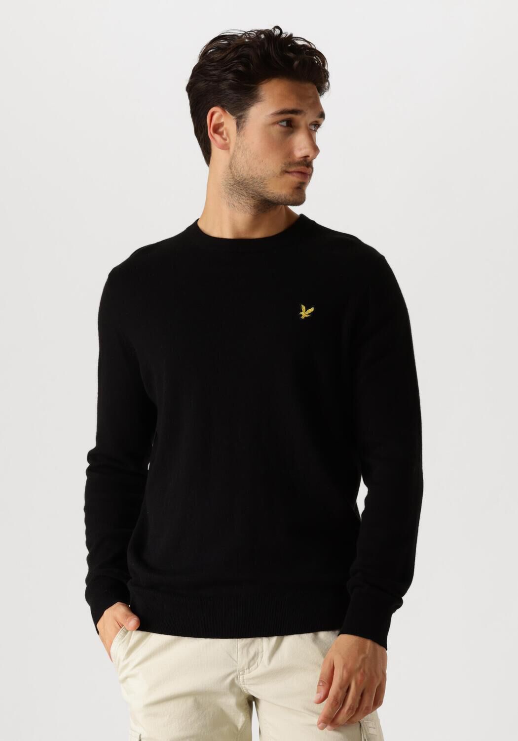 LYLE & SCOTT Heren Truien & Vesten Cotton Merino Crew Neck Jumper Zwart