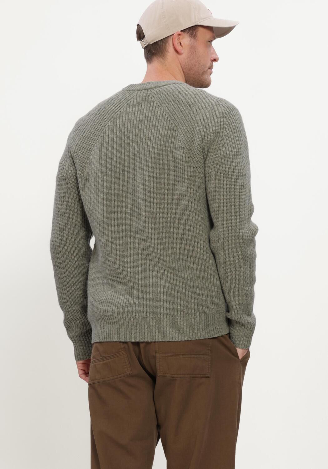 Groene FOR&Eacute;T Trui DELTA WOOL RIB KNIT - large