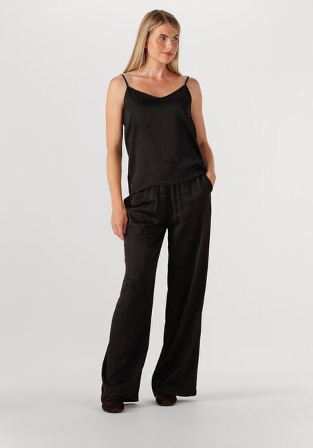 Zwarte ALIX THE LABEL Pantalon LADIES WOVEN SATIN BEADED PANTS - large