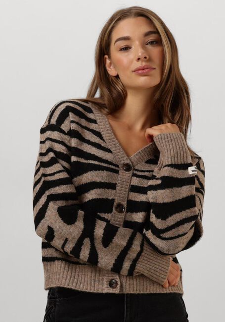 Bruine COLOURFUL REBEL Vest SHARA ZEBRA KNITTED CARDIGAN - large