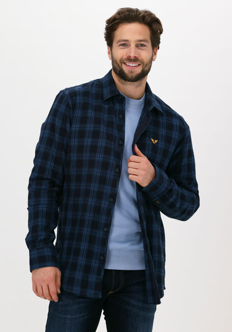 Donkerblauwe PME LEGEND Casual overhemd LONG SLEEVE SHIRT TWILL CHECK - large