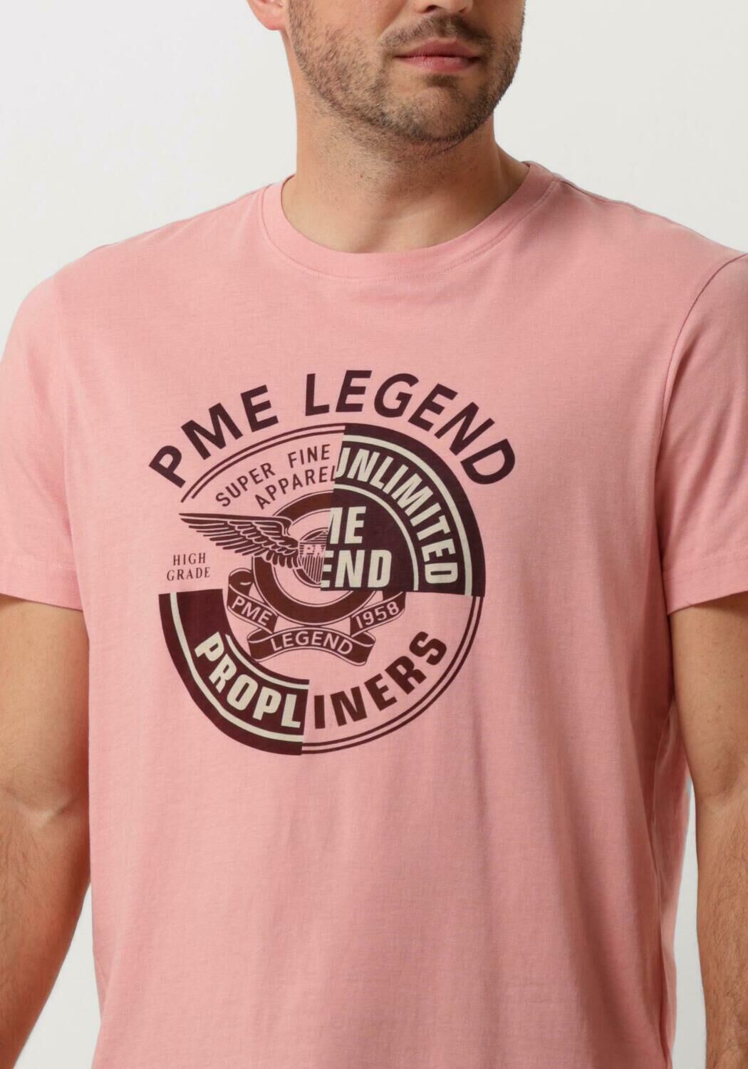 PME LEGEND Heren Polo's & T-shirts Short Sleeve R-neck Single Jersey Lw Play Roze