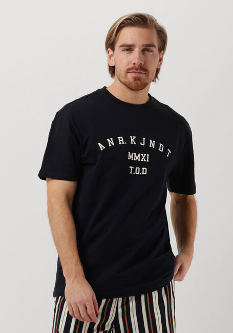 Donkerblauwe ANERKJENDT T-shirt AKKIKKI S/S BOX LOGO TEE - large