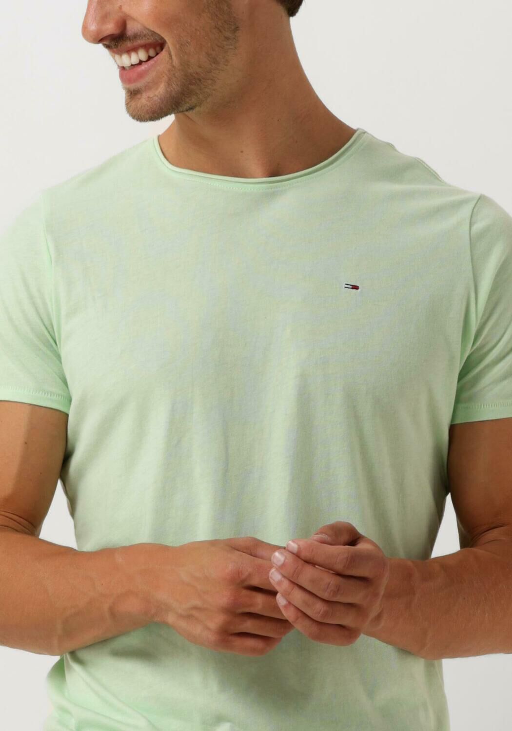 TOMMY JEANS Heren Polo's & T-shirts Tjm Xslim Jaspe C Neck Groen