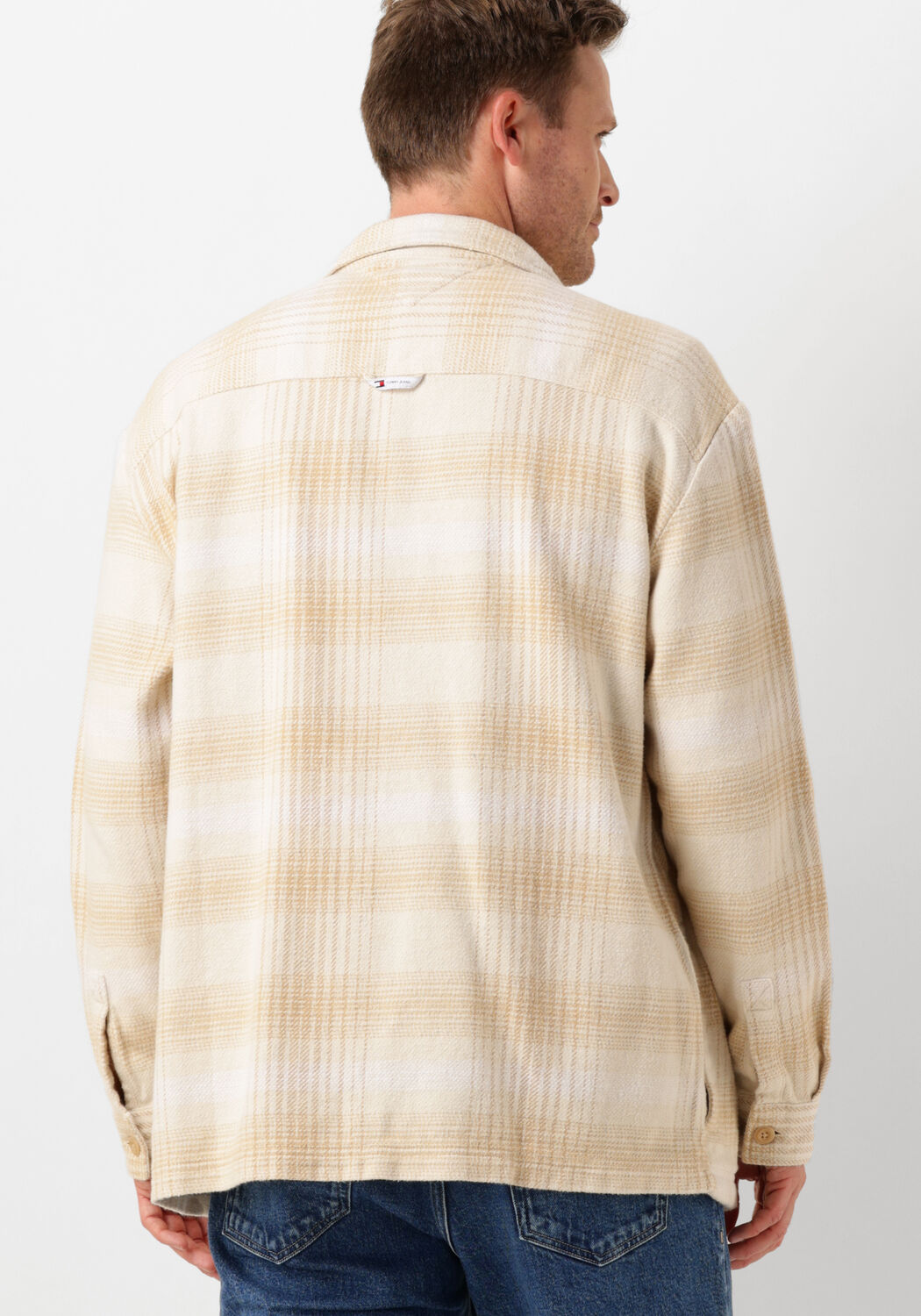 TOMMY JEANS Heren Overhemden Tjm Badge Check Overshirt Beige