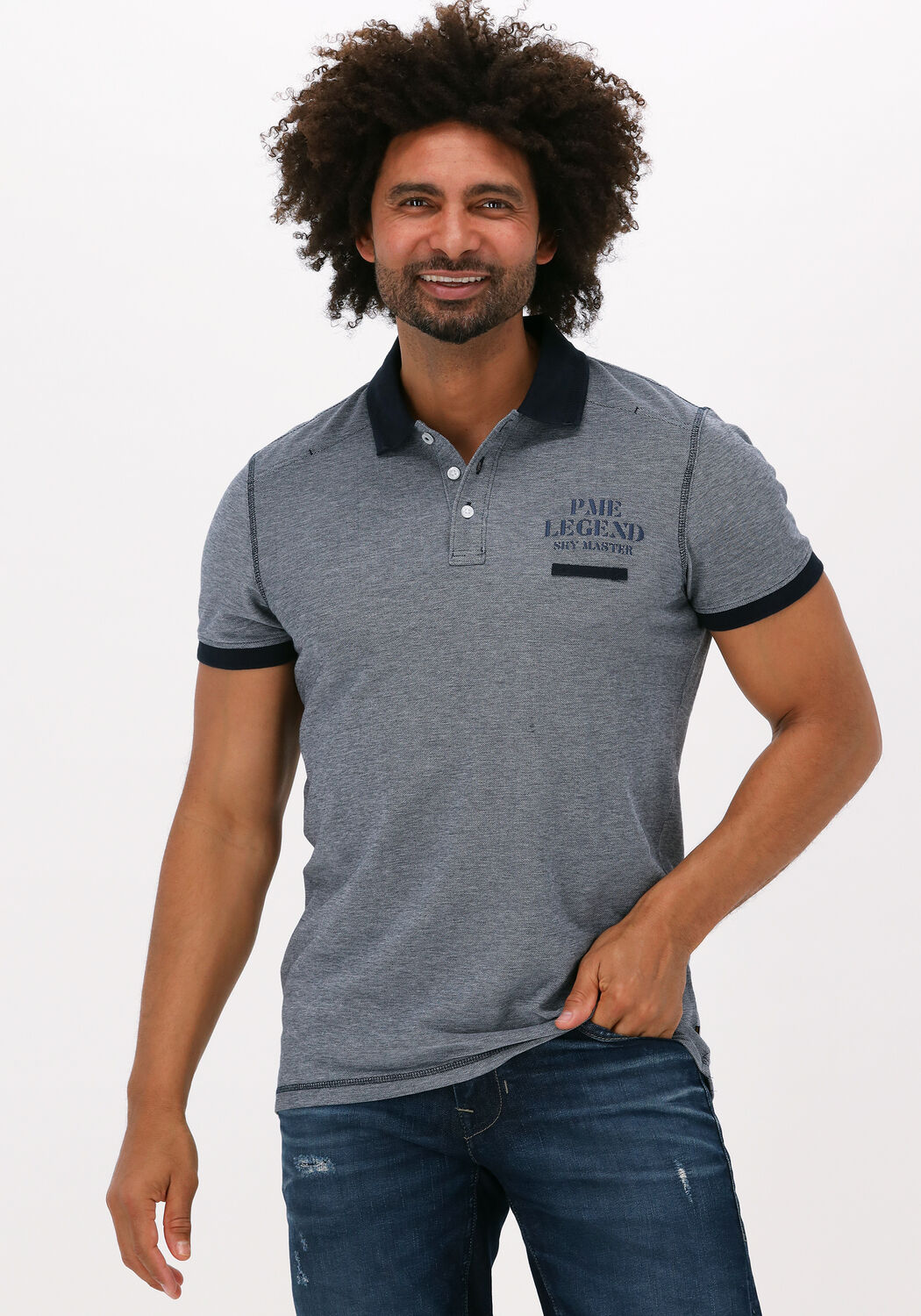 Donkergrijze PME LEGEND Polo SHORT SLEEVE POLO TWO TONE PIQUE Omoda