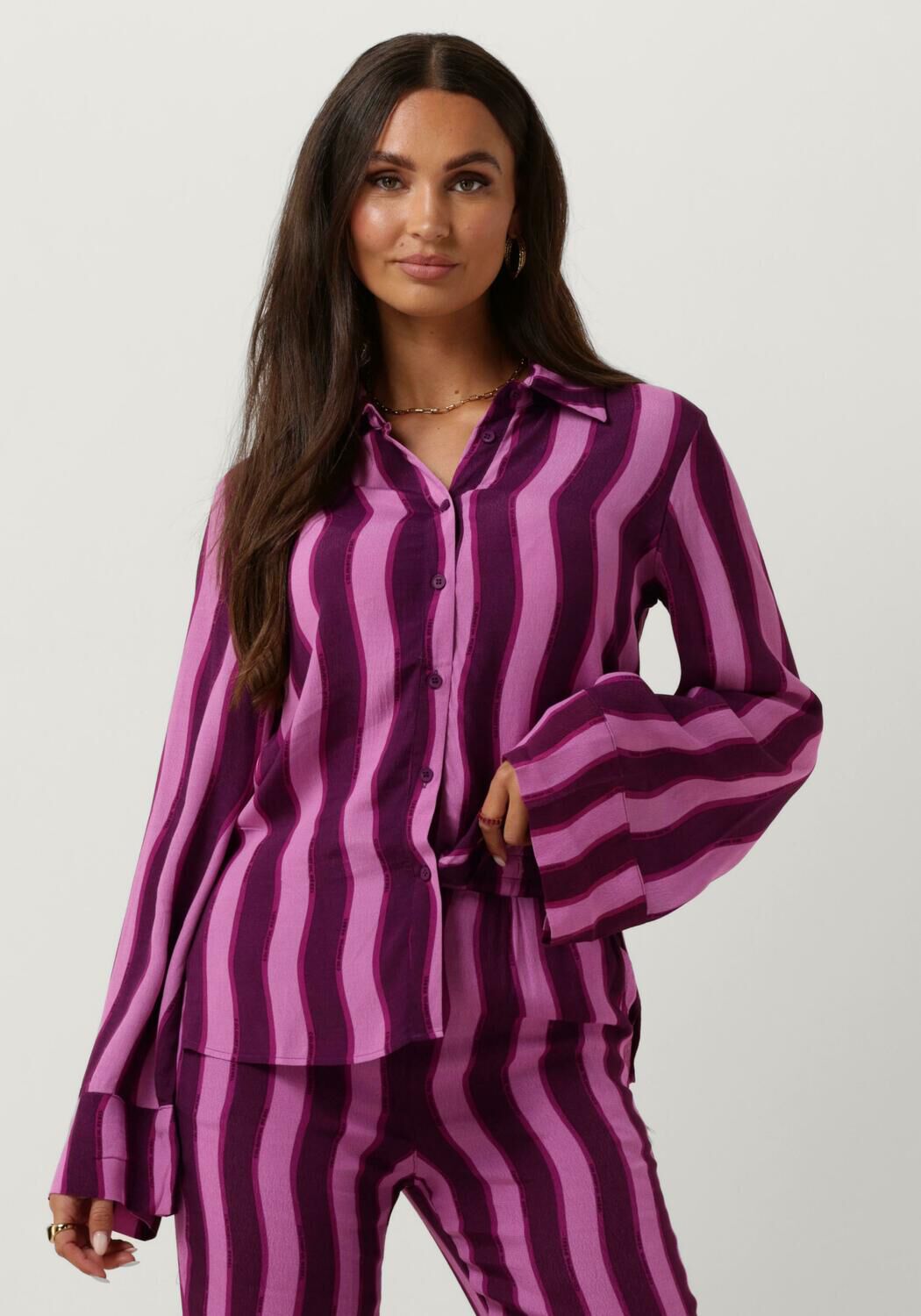 COLOURFUL REBEL Dames Blouses Tia Stripes Kimono Sleeve Blouse Paars