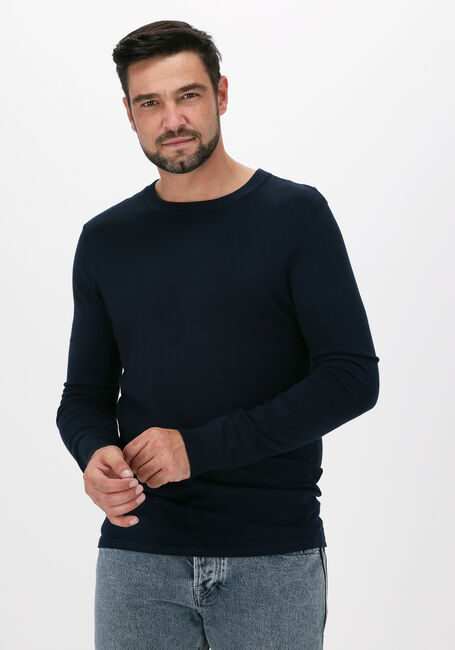 Donkerblauwe PUREWHITE Trui ESSENTIAL KNIT CREWNECK - large