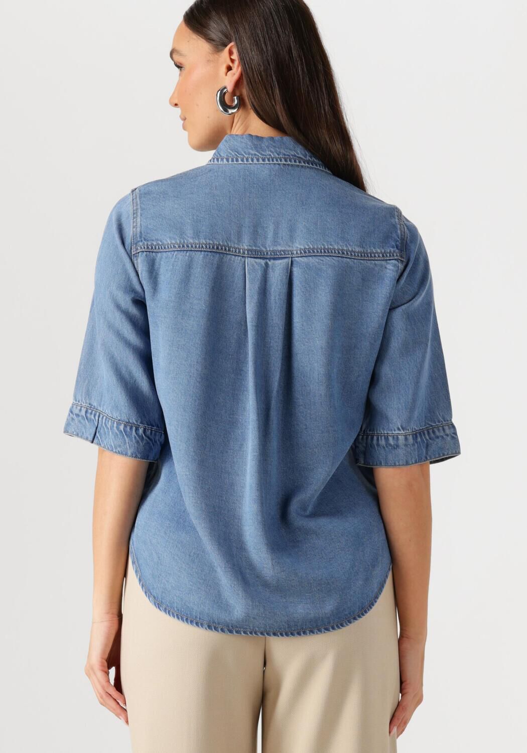 OBJECT Dames Blouses Objframe 2 4 Re Denim Top Blauw
