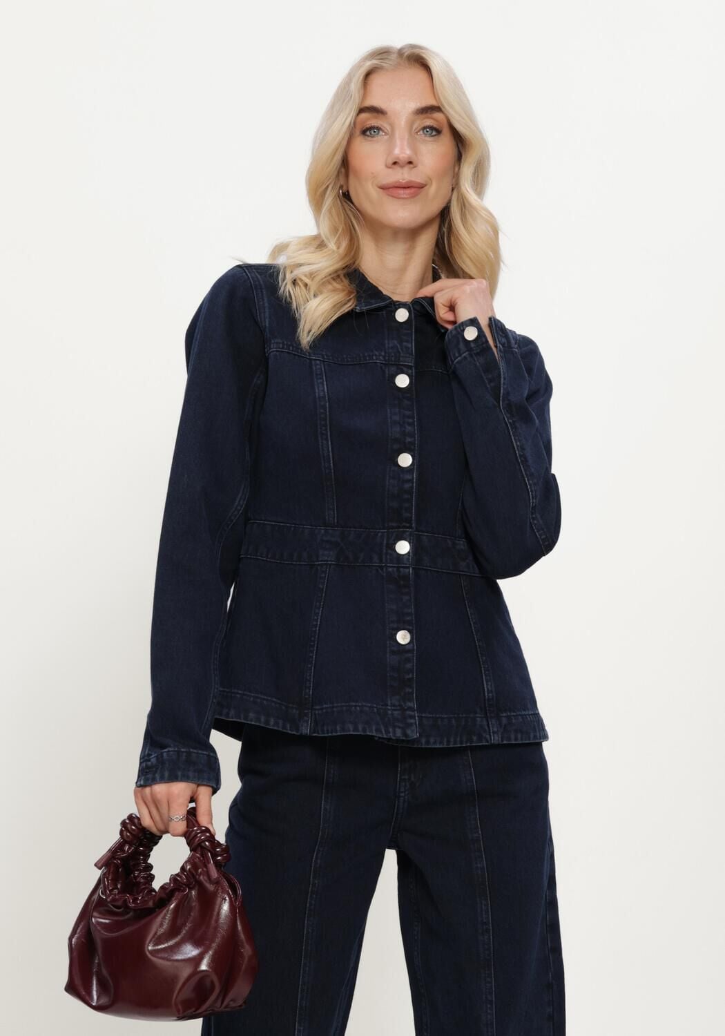 Donkerblauwe MSCH COPENHAGEN Spijkerjas MSCHEVI DENIM JACKET - large