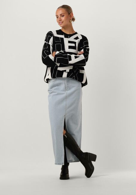 Zwarte ALIX THE LABEL Trui BLACK WHITE PULLOVER - large