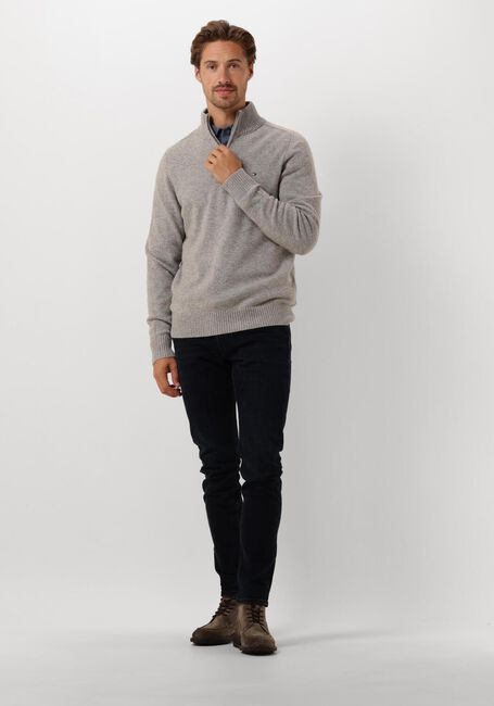Lichtgrijze TOMMY HILFIGER Trui LAMBSWOOL ZIP MOCK - large
