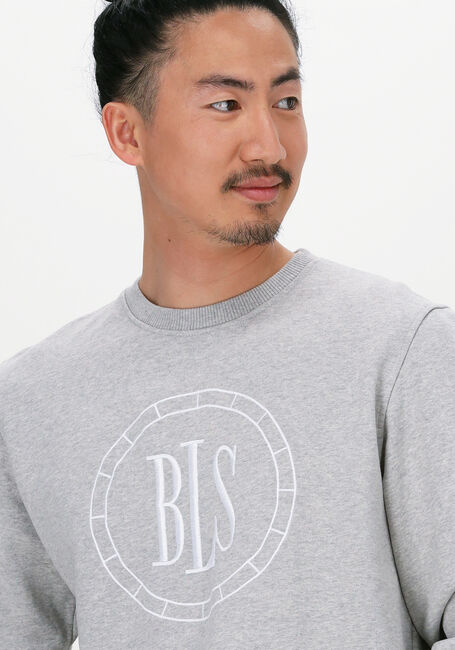 Lichtgrijze BLS HAFNIA Sweater COMPASS CHEST APPLIQUE CREWNEC - large