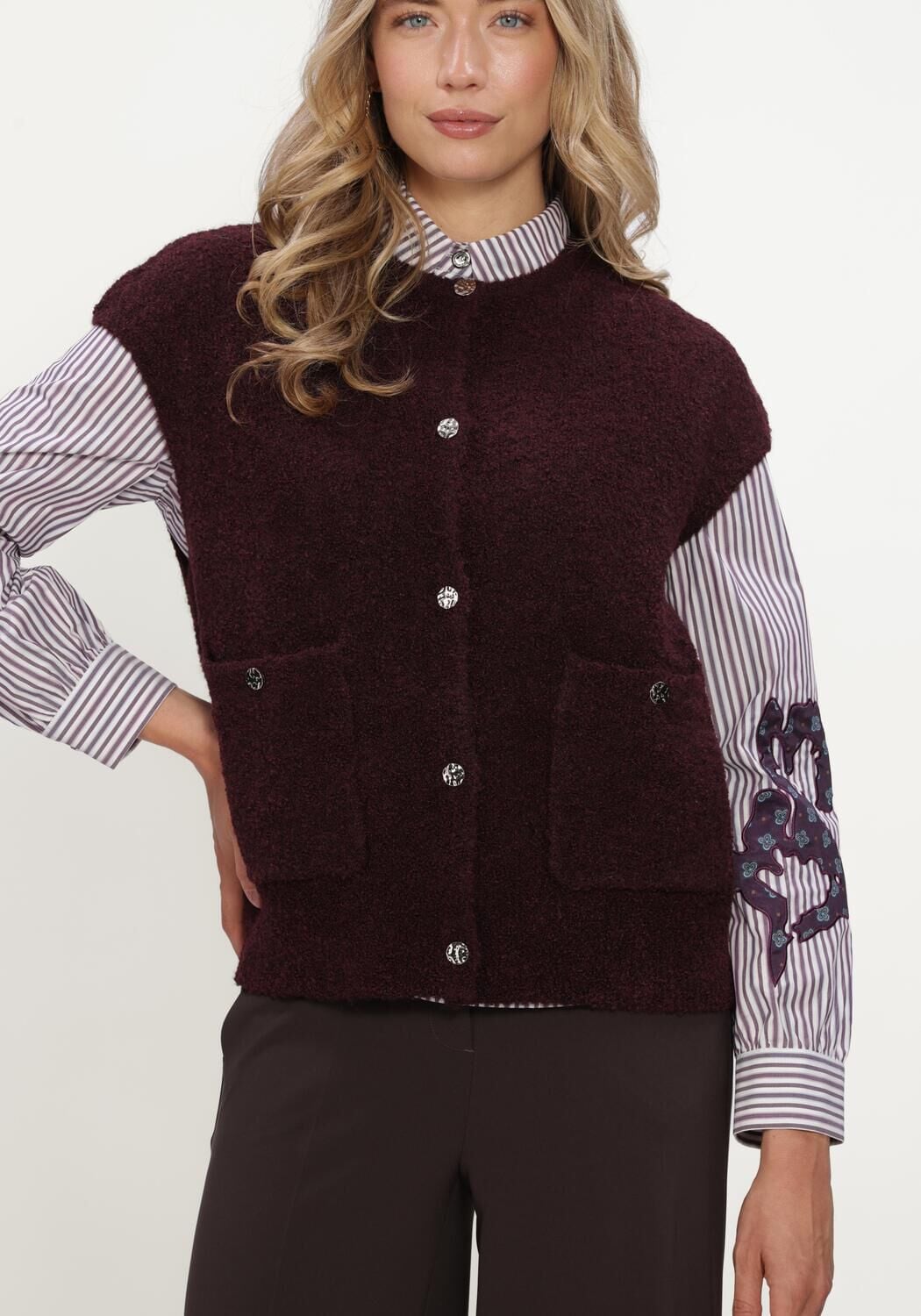Bordeaux STUDIO AR Vest IDONY BOUCLE KNIT - large