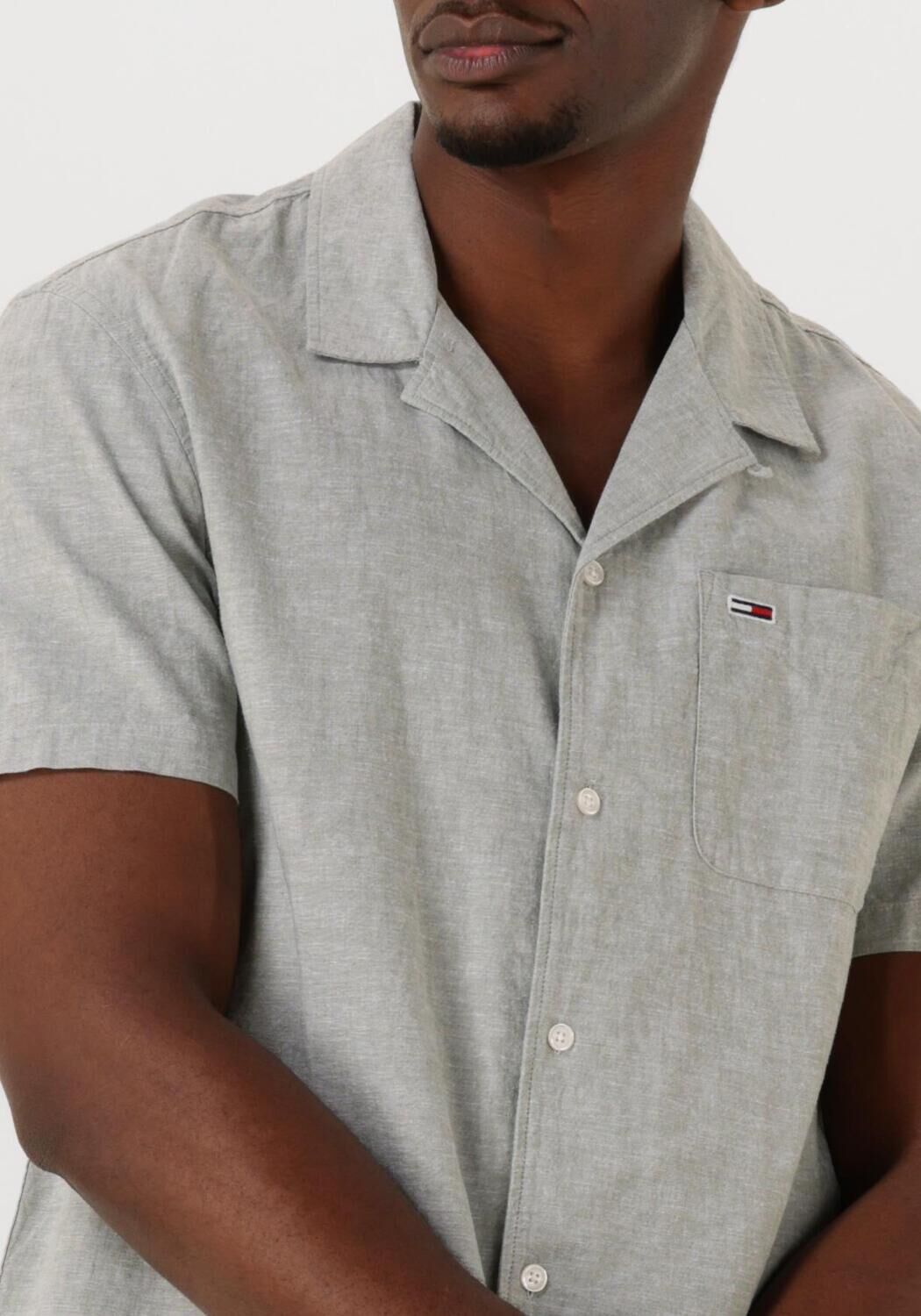 TOMMY JEANS Heren Overhemden Tjm Linen Blend Camp Ss Ext Grijs