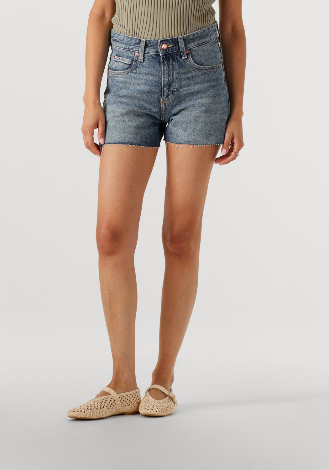 LEE Dames Jeans Rider Short Blauw