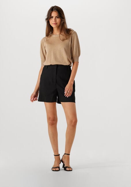 Camel MINUS T-shirt LIVA PUFF SLEEVE METALLIC KNIT PULLOVER - large