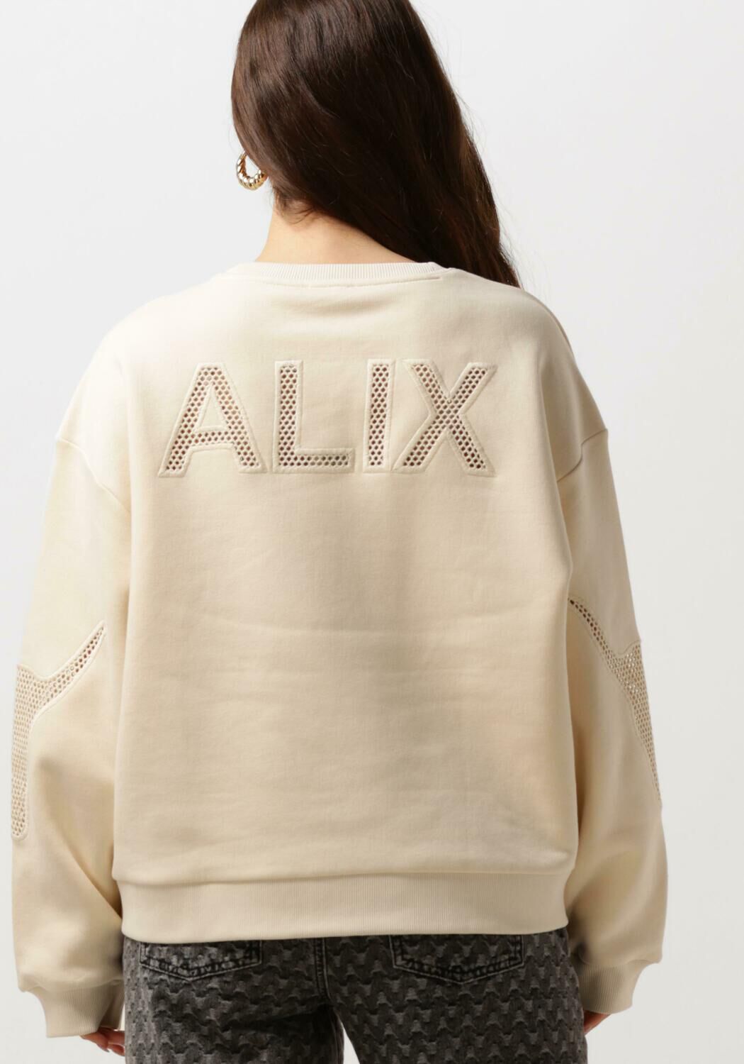 ALIX THE LABEL Dames Truien & Vesten Ladies Knitted Mesh Sweater Ecru