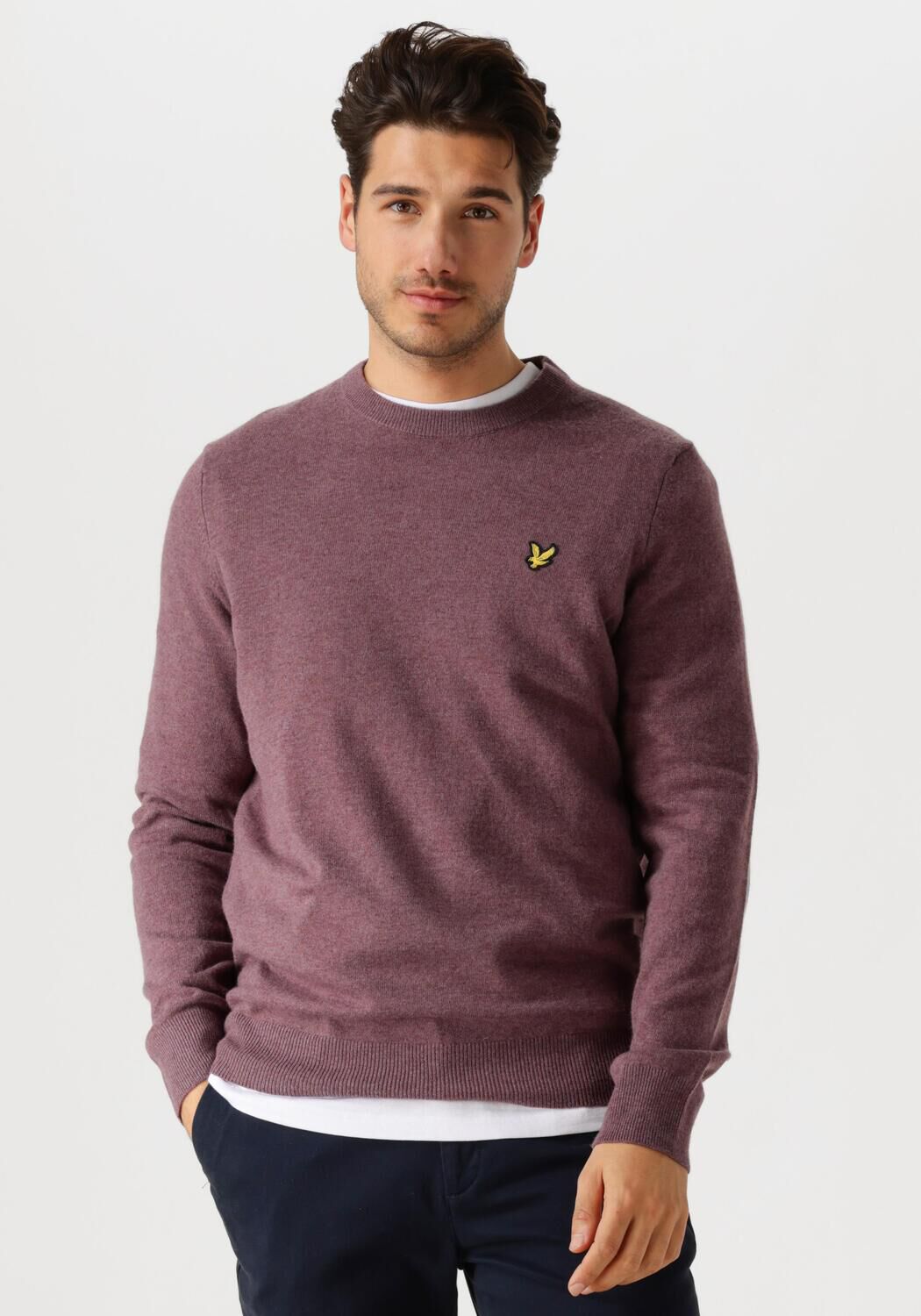 LYLE & SCOTT Heren Truien & Vesten Lambswool Blend Crew Neck Jumper Paars