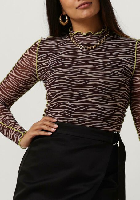 Bruine COLOURFUL REBEL Top NEYO ZEBRA OVERKLOCK MESH TURTLENECK TOP - large