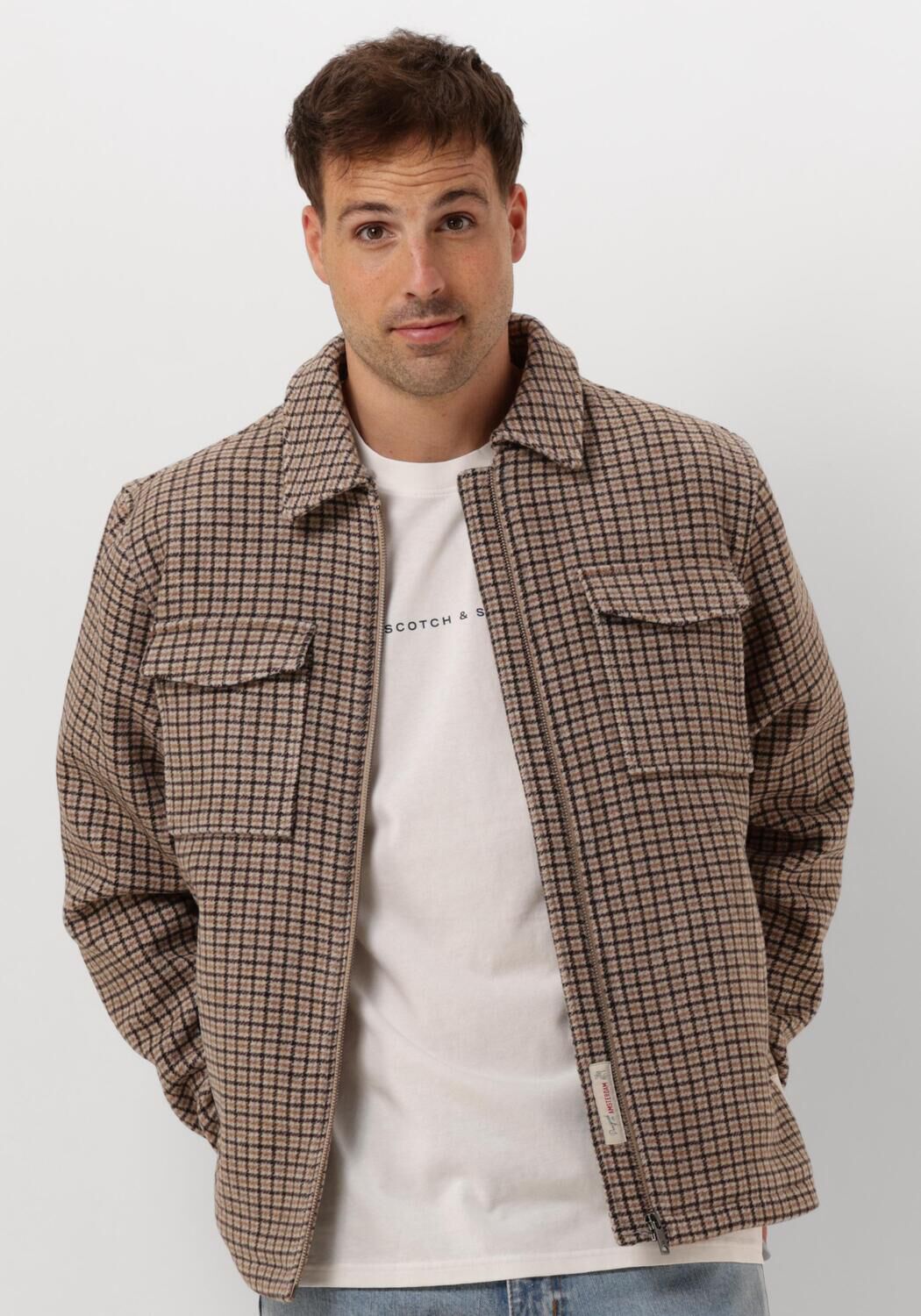 SCOTCH & SODA Heren Jassen Wool Blend Zip-thru Overshirt Beige