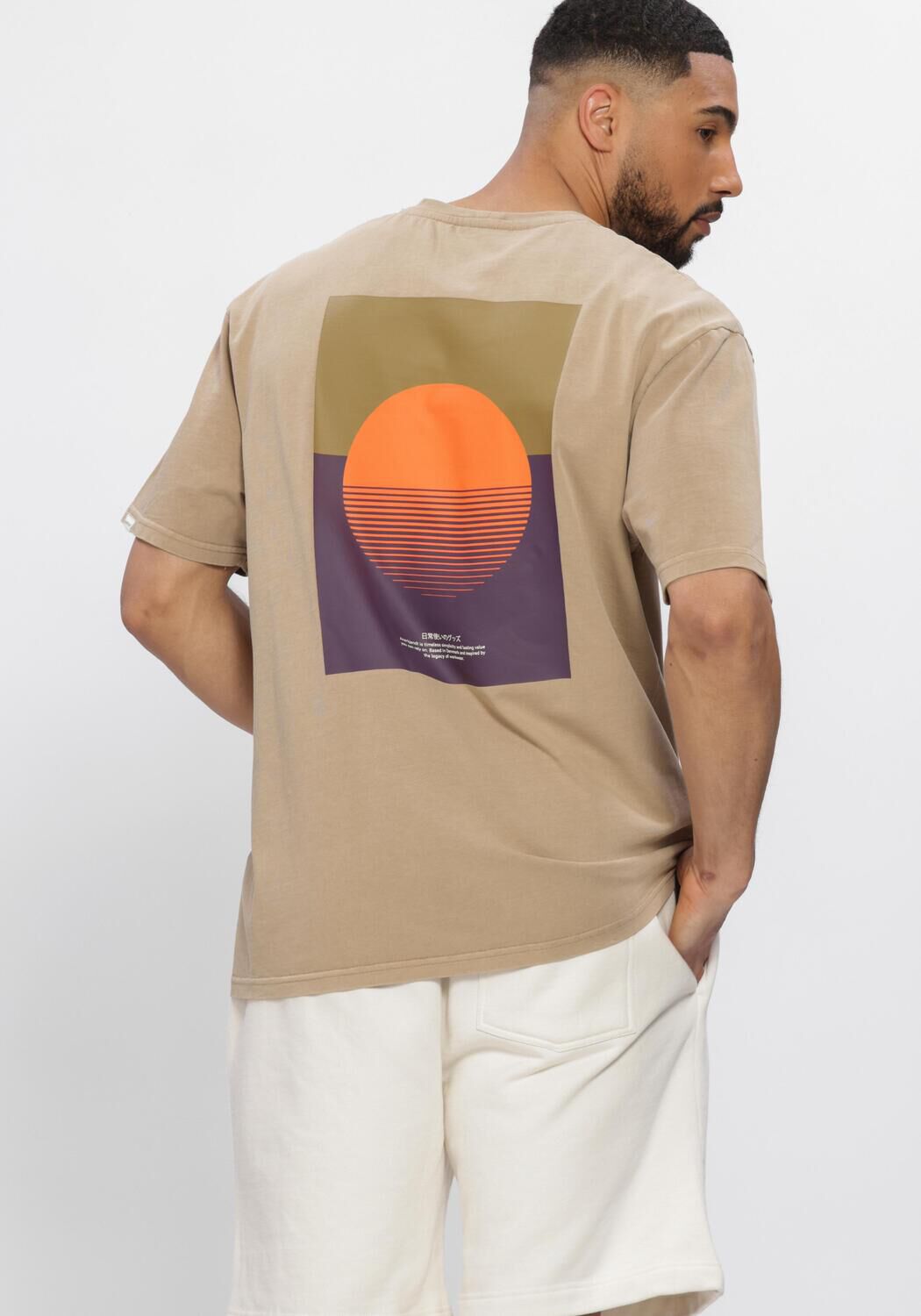 Beige ANERKJENDT T-shirt AKVILLADS SUN PRINT SS TEE - large