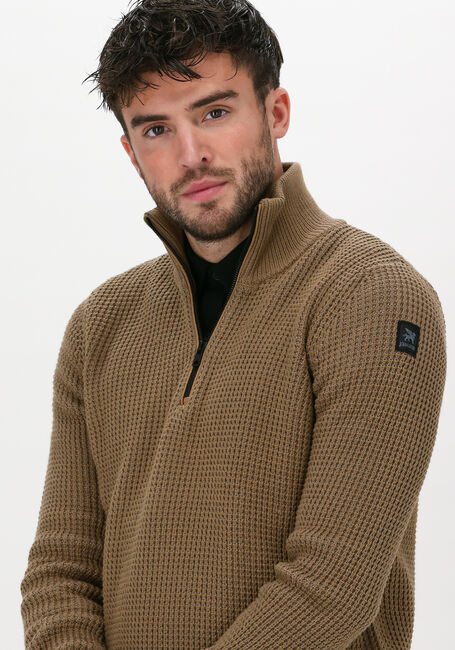 Beige VANGUARD Trui HALF ZIP COLLAR COTTON ARCRYLI - large