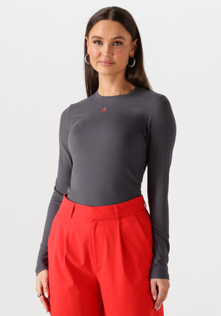 Donkergrijze ALIX THE LABEL Top LADIES KNITTED MODAL LONGSLEEVE TOP - large