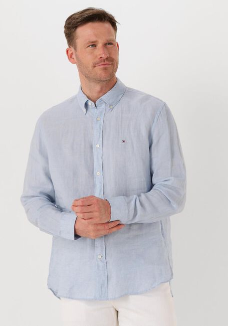 Lichtblauwe TOMMY HILFIGER Casual overhemd PIGMENT DYED LI SOLID RF SHIRT - large