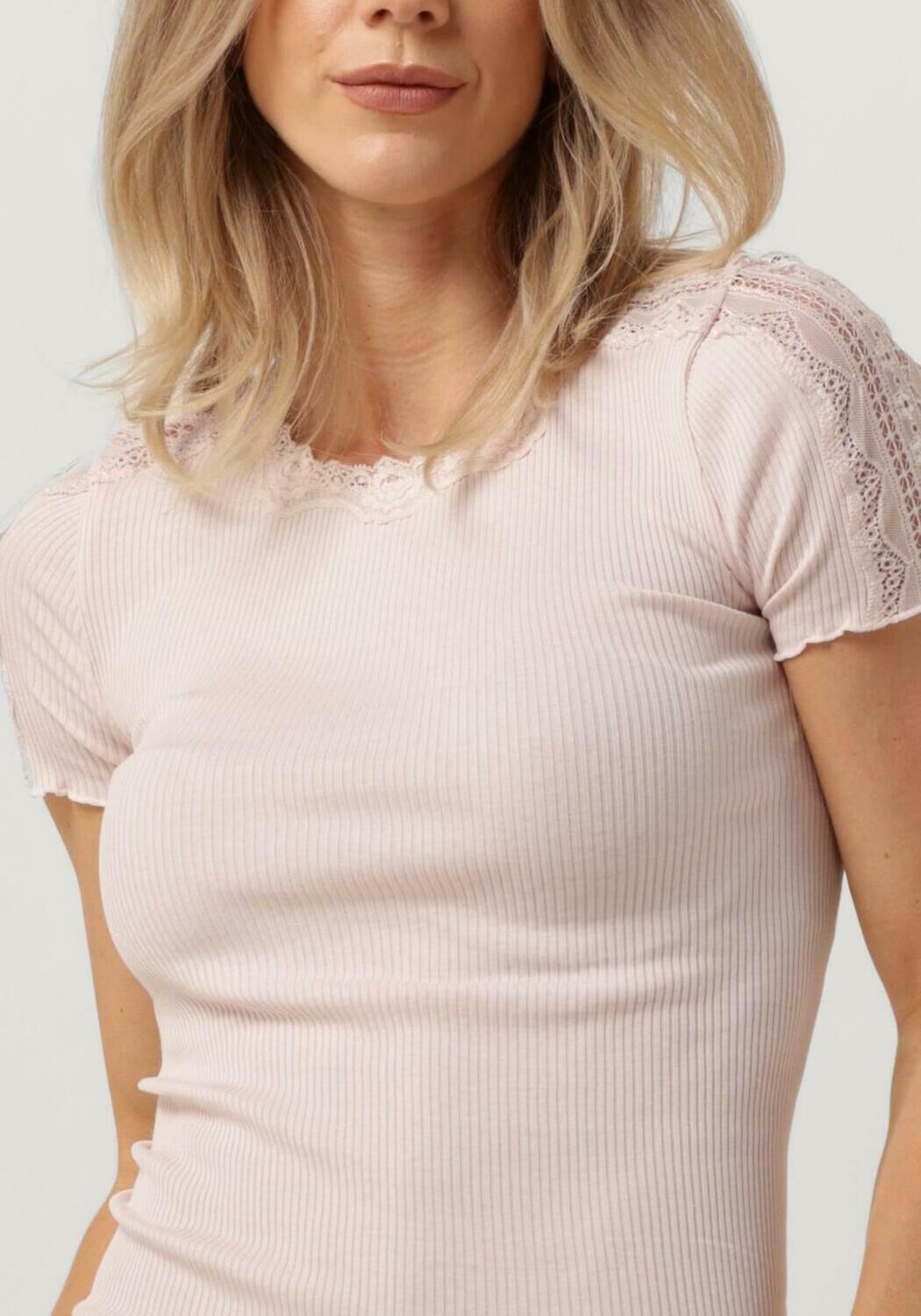 ROSEMUNDE Dames Tops & T-shirts Benita Silk T-shirt W Lace Lichtroze