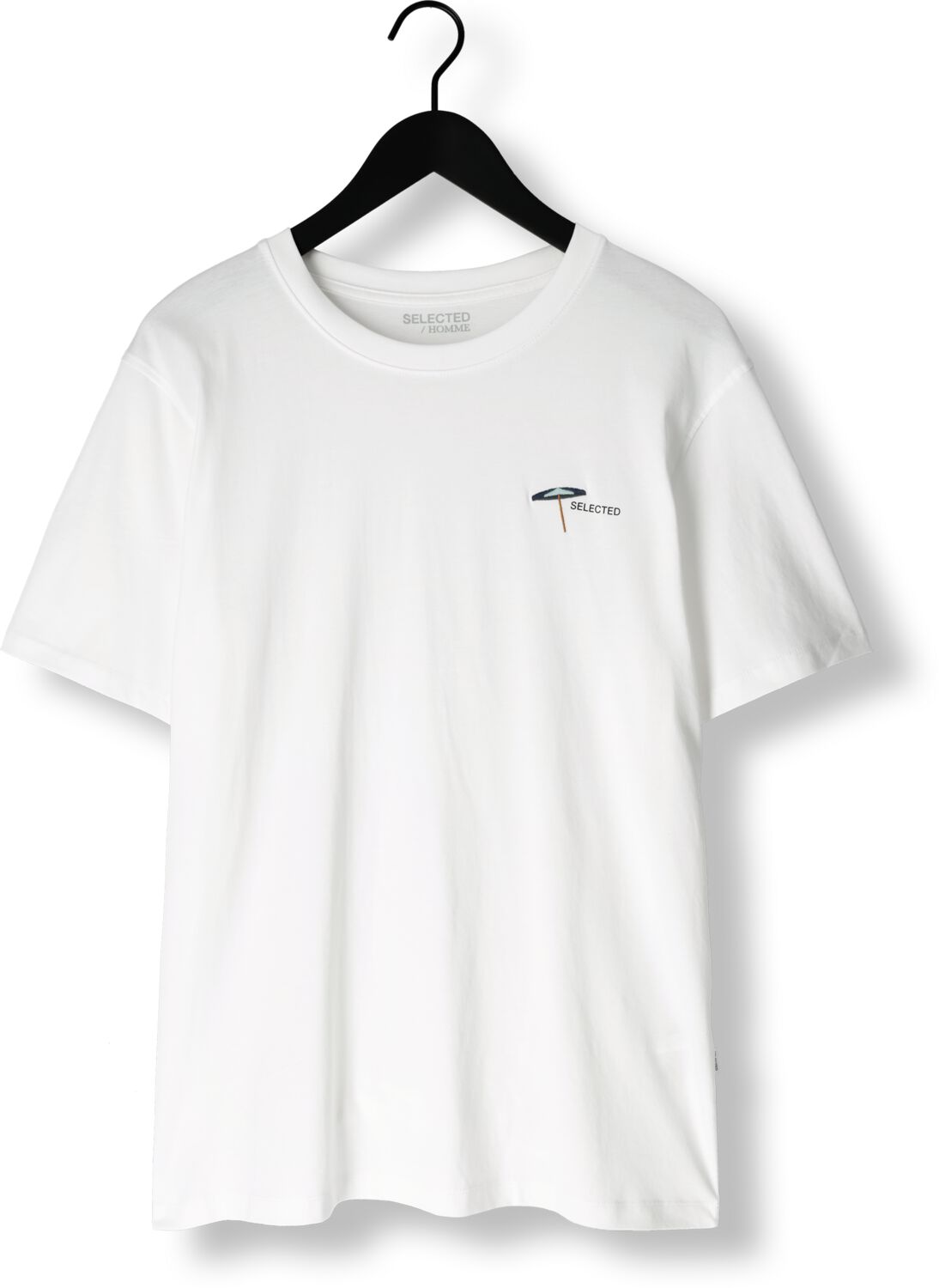 SELECTED HOMME Heren Polo's & T-shirts Slhaspen Emb Ss O-neck Tee Wit